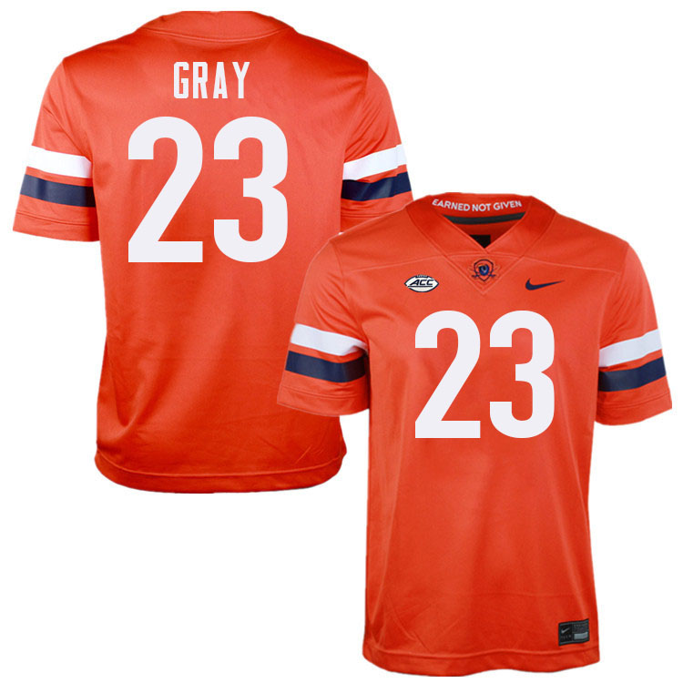 Virginia Cavaliers #23 Kevon Gray College Football Jerseys Stitched-Orange